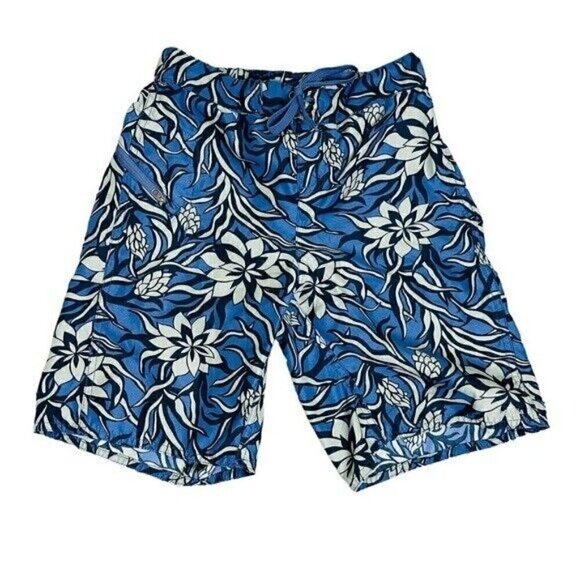PATAGONIA Blue Boardie Tropical Shorts Boys Size Medium 10 - Picture 1 of 5